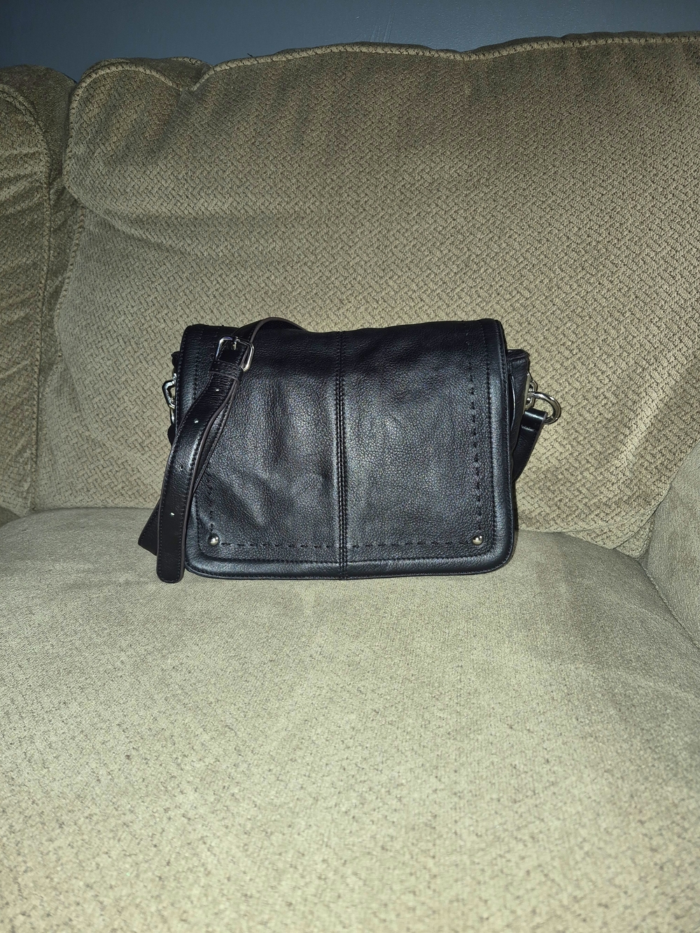 b. makowsky Black Leather Crossbody